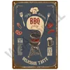 Vintage BBQ Party Time Metal målning Plack Retro Art Målning Tennskylt Vägg för trädgård Kök hem vardagsrumsdekor tallrik 30x20 cm W03