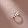 Band Rings S925 Sterling Silver Double Crown Zircon Ring for Women Korean Simple Small Fresh Open Ring Smycken Z0327