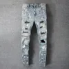 Men's Pants s Splashing Ink Patchwork Male Ripped Hole Design Stretchy Jean Hip Hop Style Trouser For Men Pantalon Vaqueros Hombre 230328