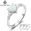 Band Rings Classic Eternal Heart Ring Women's Silver Blue Pink White Opal Engagement Ring Women's Fashion Jewelry Z0327