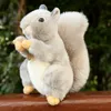 20cm Wild World Lifelike Grey Squirrel Plushie Stuffed Simulation Fluffy Hair Big Umbrella Tail Animal Peanut Plush Kids Gift