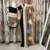 Abbigliamento etnico Abaya per le donne Dubai 2023 con sciarpa floreale scollo a V abiti africani caftano marocain abito Femme Musulane turbante