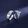 925 Silver Ring with Crown Shaped Zirconia Gemstones, Men's and Women's Open Ring Combination 2-in-1 Couple Wedding Engagement Z0327