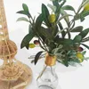 装飾的な花2 pcs花瓶バルクフェイクオリーブの茎が装飾アクセサリー偽の緑の花瓶の葉の枝ピック