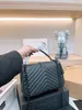 حقيبة يد كلاسيكية جديدة حقيبة كتف ماركة LOULOU Y-Shaped مصمم جلد التماس للسيدات سلسلة معدنية صدفي سلسلة رسول حقائب بالجملة أسود ، ذهبي ، فضي.