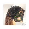 Party Masks Fine Diamond Mosaic Phoenix Lace Mask Christmas Masquerade Fun Drop Delivery 202 Dheay