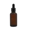 High-end Amber Frosted Glass Dropper Bottle with Black Anodized Aluminum Cap for Essential Oil Perfume