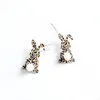 Boucles d'oreilles pendantes Pâques belle imprimé léopard pour les femmes mignon printemps fleur motif bois boule d'oeuf en peluche queue fête
