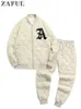 Men's Tracksuits ZAFUL Tracksuits for Men Letter Embroidery Zipper Baseball Jacket with Trouser Set Two Piece Beam Feet Sweatpants Jacket Suits W0328