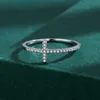 Anéis de banda anel requintado prata esterlina s925 autêntico feminino zircão cruzada eterna pequeno diamante noivado festa presente jóias 2022 z0327