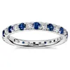 Bagues de bande Huitan Rings Bague ronde exquise avec Zircon bleu Accessoires pour femmes Accessoires quotidiens simples et élégants Bijoux exquis pour fille Z0327