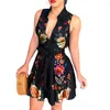 Casual Dresses Summer Dress Ruched Mini Peacock Pattern Women Shirt Short