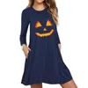 Casual Dresses Autumn And Winter Midi Dress Halloween Harajuku For Women Pumpkin Face Print Long Sleeve Slim