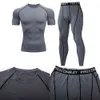 Herren-Trainingsanzüge, Herren-Kompressionssportbekleidung, Fitnessstudio, enge Kleidung, Sets, Training, Joggen, MMA, Fitnessbekleidung, Trainingshose, Sport, W0328