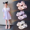 Sandals Summer Beach Little Girls Sandals Soft Bottom Diamond Beads Girl Princess Shoes Kids Sandals dents Pink Purple Beige 2-15T W0327