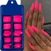 Valse nagels 100 stcs/doos snoepkleur nagel draagbare volle hoes vaste puntige stickers lange ballerina blauwe roze tips