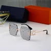 2024 Men's Luxury Designer Women's Sunglasses square rimless Light metal half frame Mesh red large ocean piece