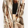 Damenjacken Marke Frauen Hoodies Hip Hop Mantel Gold Metallic Punk Trainingsanzug Mädchen Lose Fit Casual Plus Größe 2XL