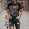 Hommes t-shirts été surdimensionné vêtements amples Vintage à manches courtes mode Amérique Route charpentier imprimé O col 230327