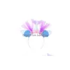 Party Hats Rainbow Mermaid Headband Princess Mesh Yarn Shell Flower Animal Hairbands Hoop Hair Accessories Gb1060 Drop Delivery Dhdag