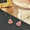 Necklaces High Quality Fashion Decoration Brand Red Jade Chalcedony Steel Necklace Women's Kylin Small Gourd Chinese Style