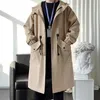Men's Trench Coats Mantel Jas Hujan Bertudung Musim Semi Gugur Ala Jalanan Jaket Panjang untuk Pria 230328