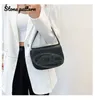 Evening Bags Stonepattern Half Moon Trendyol Women Shoulder Pink Simple Design Stylish Underarm Bag 2023 High Quality Handbags Purse 230328