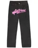 Jeans pour hommes Y2K Jeans Hip Hop Badfriend Lettre Impression Baggy Pantalon Noir Harajuku Mode Punk Rock Pantalon à Pied Large Streetwear 230327
