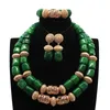 Серьги ожерелья устанавливают готические зеленые оригинальные африканские коралловые бусинки ювелирные украшения форма Женщина Нигерийская свадьба CNR102