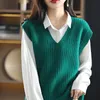 Women's Vests Korean Style Solid Color Sweater Vest Women Winter Sleeveless Knitted Vest Tops Woman Casual Cashmere Pullovers Female 230328