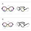 Yoovos 2023 Модные круглые очки Rave Mosaic Crystal Sunglasses Club Party Психоделическая призма
