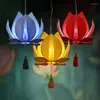 Hanglampen het Chinese lotusblad kroonluchter eetkamer restaurant decoratie lamp klassieke imitatie doek rode lantaarn