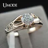 Pink Gold Wedding Ring Umodeanillos Women's Engagement Ring with Premium AAA Cubic Zirconia Crystal, Fashion AJR0064 Z0327