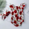 Rompers Babany Bebe Born Baby Floral Print Flutter Romper Girls Clothing Summer Noeveless Jumpsuit Pography Costume 230328