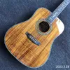 LVYBEST Custom 41 "Koa Real Abalone InLay Acoustic Guitar Round Body Classic Acoustic Guitar All Koa Wood Guitar