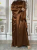 Roupas étnicas Cetim Kaftan Abaya Dubai Turquia Islam Bangladesh Muslim Long Dress ABAYAS PARA MULHERES CAFTAN MAROCAIN ROBE LONGE FEMME
