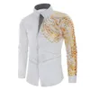 Mens Casual Shirts Brand Luxury Gold High Quality Long Sleeve Business White Black Dress Prom Social Print 230328