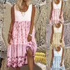 Casual klänningar Kvinnor Summer Sling Solid Color Dress U-Neckosa Rose Loose Mid-Längd Strawberry Vestido de Mujer