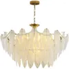 Chandeliers French Luxury Feather Glass Chandelier Retro American Living Room Hanging Light Bedroom Dining Lustre Suspendu Pendant Lamp