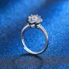 Cluster Rings 925 Sterling Silver Six Zircon Flower Finger Ring Classic Jewelry for Women Girls Wedding Party Christmas Bague Femme