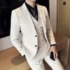 Abiti da uomo Blazer Alta qualità S-5XL Blazer Gilet Pantaloni da uomo Business Casual British High-end Simple Wedding Gentleman Suit Tre pezzi 230328
