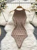 NXY Knitted Sleveless Suktuits Women Seck Sed Summer Elastic Sexy Casual Fashion Ladies Solidne Rompers 230328