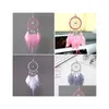 Novelty Items Handmade Dream Catcher Pendant Mini Car Ornaments Innovative Gifts Wind Chimes Dreamcatcher Natural Feathers Wall Dhdzw