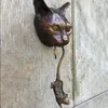 Cat And Mouse Door Knocker Sculpture Rusty Brown Cast Iron Wall Resin Ornament Accessories Home Garden Decoration Crafts 210607280W