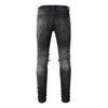 Pantaloni da uomo Arrivi Distressed Slim Fit Steetwear Style Bandana Patchwork Skinny Stretch High Street Jeans strappati neri grigio scuro 230328