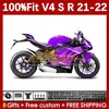 Motorcykelkropp för Ducati Street Fighter Panigale V4S V4R V 4 V4 S R 21 22 2021 2022 BODY 167NO.82 V-4S V4-R V-4R V4-S 2018-2022 Injektionsmålning BLK PURPLE PURPLE