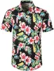 Hommes chemises décontractées hommes hawaïen été imprimé fleuri plage mer manches courtes Luau chemise hauts Blouse W0328
