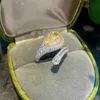S925 Женское роскошное кольцо из стерлингового серебра 925 пробы с желтыми каплями воды кольцо с бриллиантом Свадебные аксессуары Выпускной подарок Z0327