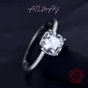 925 Sterling Silver Ring Ailmayring Women's and Girls' Basic Square Ring Transparent Zirconia Hypoallergenic Jewelry with a dazzling style Z0327