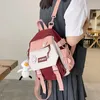 Skolväskor Små kvinnors ryggsäck Mini Girls 'kontrasterande färgväska Vattentät Nylon Tyg Japanese Casual Girl Bag Kvinna 230327